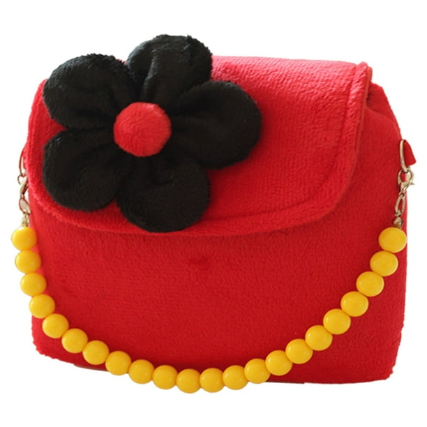Bolso cruzado de la felpa del bolso del cuerpo de la cruz de la flor de la moda de las niñas