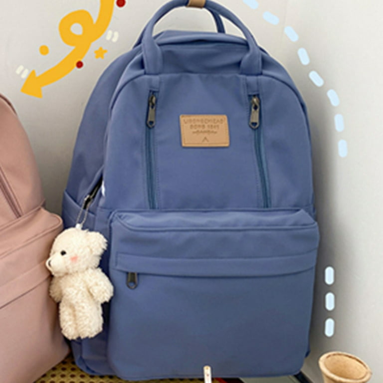 Tiyuyo Backpack with Plushies Cute Vintage Backpack for School Girls Light  Academia Bookbags Preppy Aesthetic Backpack (Blue) 