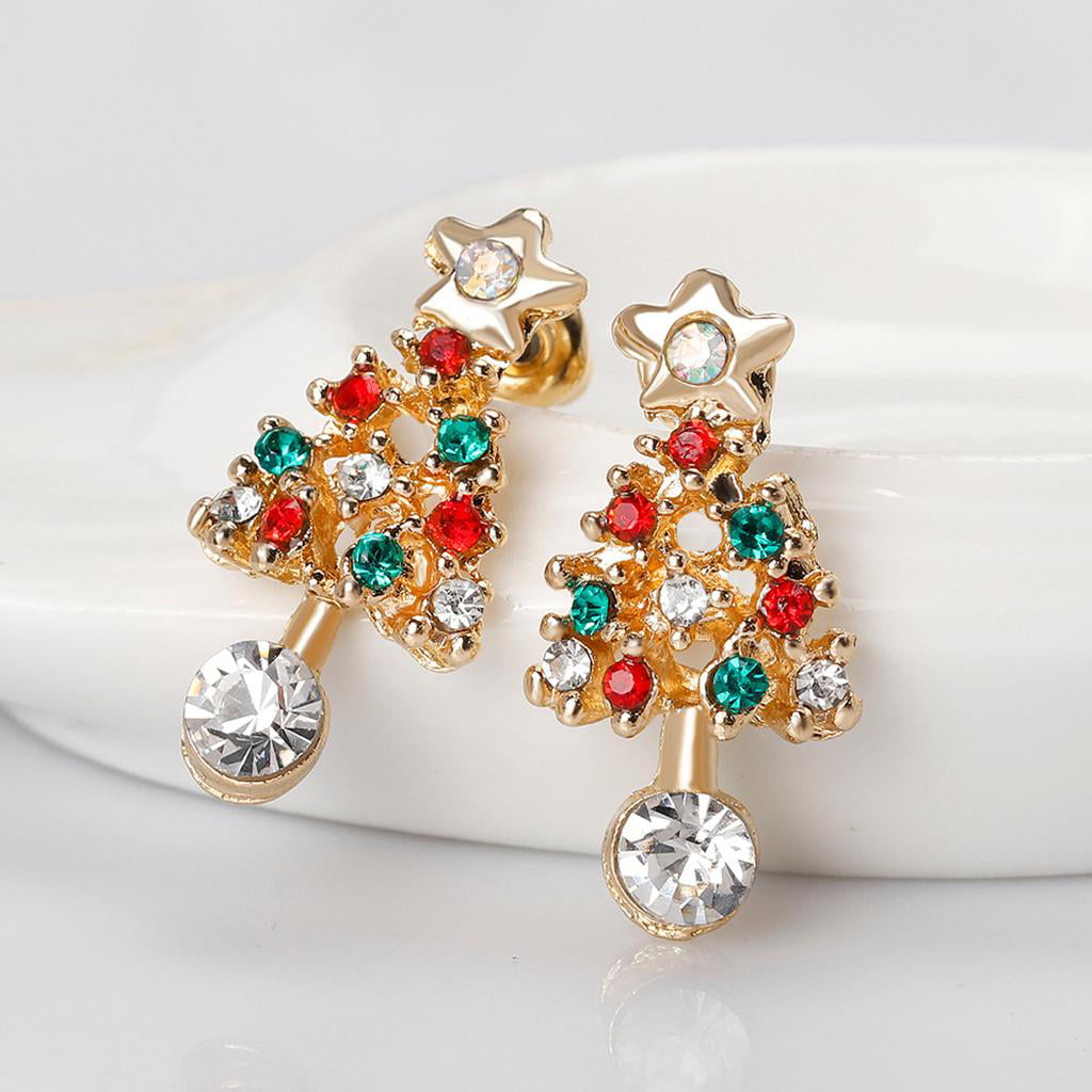 ER-00466 New In Christmas Jewelry Gold Plated Hollow Square Rhinestone  Earrings 1 Dollar Items Free Shipping Thanksgiving Gift - AliExpress