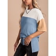 thumbnail image 4 of Eytino Womens Tops Summer Short Sleeve Crewneck Shirts Tops Color Block Lightweight Tunic Top, 4 of 5