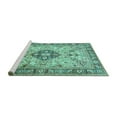 thumbnail image 2 of Ahgly Company Machine Washable Indoor Rectangle Medallion Turquoise Blue Traditional Area Rugs, 8' x 10', 2 of 4