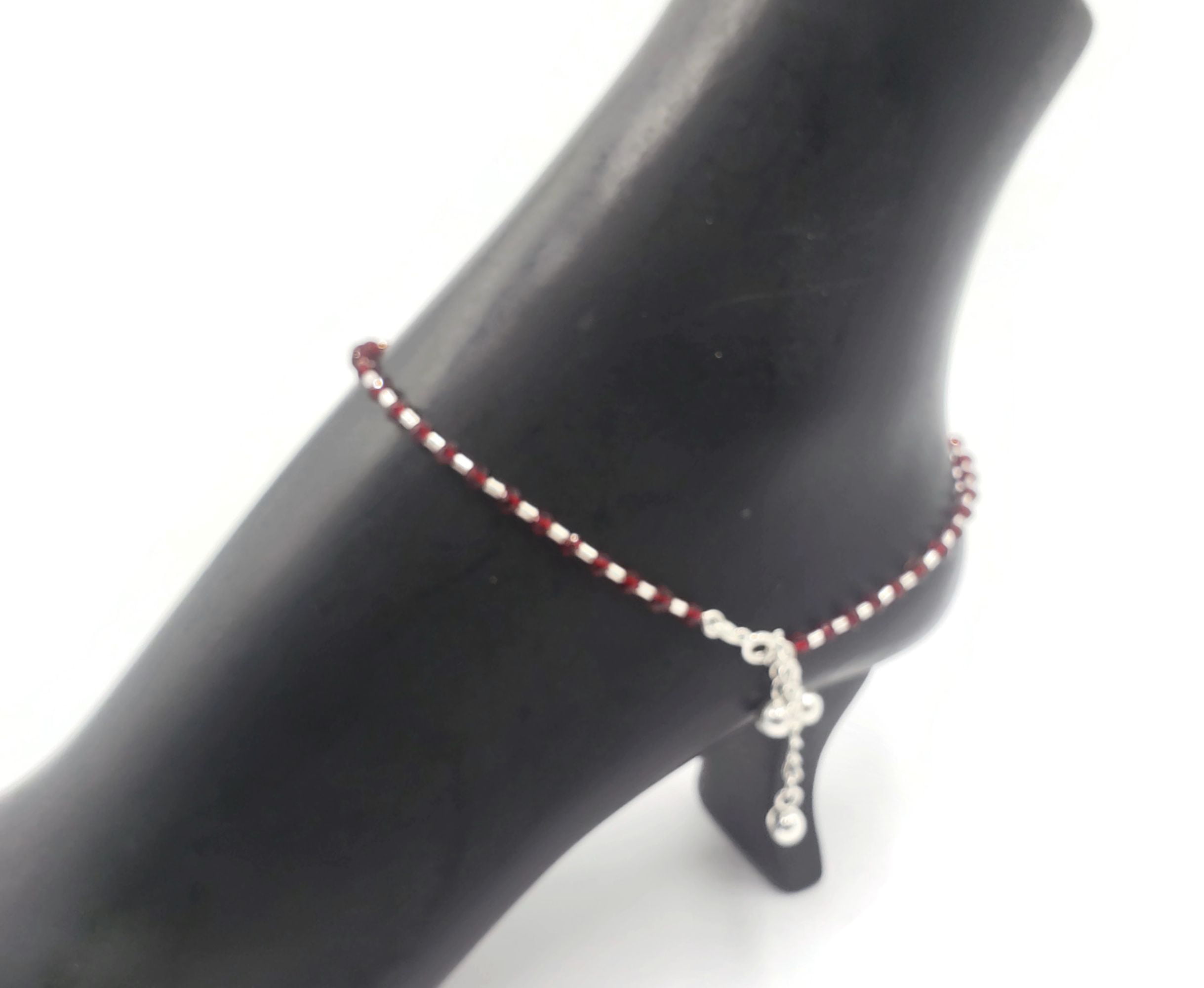 extra . 925 Sterling Silver Foot Jewelry Anklet "Stars" 8 in+2 in