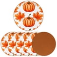 thumbnail image 2 of Pumpkin Set of 6 Round Microfiber Leather Coasters, 11x11 cm/4.3x4.3 inch Drink Coasters for Table Home Decor, 2 of 6