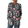 thumbnail image 2 of HOMBOM Womens Summer Shirts Blouse Crew Neck Floral Lightweight Tops for Ladies Long Sleeve, 2 of 7