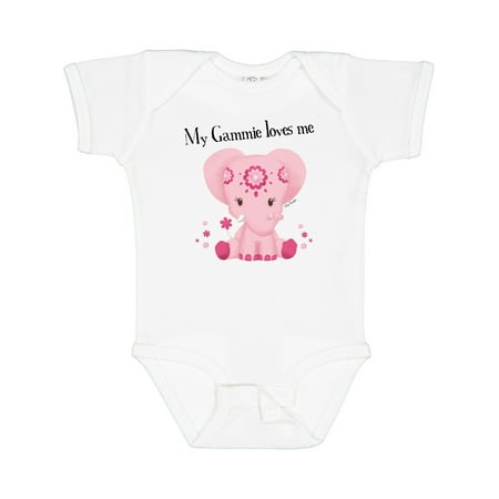

Inktastic Aditi My Gammie Loves Me Pink Elephant Beautiful Gift Baby Girl Bodysuit