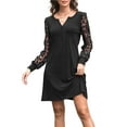 thumbnail image 3 of Fall Dresses for Women Lace Long Sleeve Elegant Slim Formal Party Dress Black XL, 3 of 8