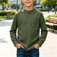 thumbnail image 2 of Hurxie Boys Linen Henley Shirt Long Sleeve Button Down Summer T-Shirt with Pocket Lightweight for Kids 11-12Years, 2 of 6