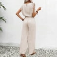 thumbnail image 4 of Enjoytime 2 Piece Lounge Sets for Women Round Neck Ruffle Cap Sleeve Matching Set Work Casual Travel Outfits Wide Leg Pants, 4 of 5