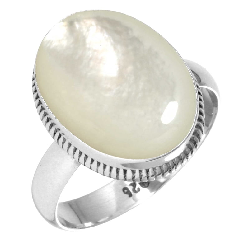 Mother of Pearl Leaf Ring | Sterling Silver Size 6 7 8 9  Sterling Silver Ring Size 9 With Pearl Stone. main image 2