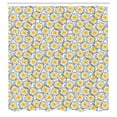thumbnail image 2 of Ambesonne Floral Shower Curtain, Flowers and Dashes Around, 69"Wx75"L, Mustard Dark Blue and White, 2 of 4