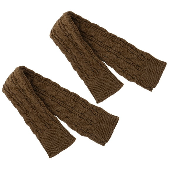 STRANDCHIC 1Pair Warm Keeping Knitted Arm Sleeves Winter Use Half Finger Sleeves in Khaki