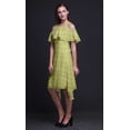 thumbnail image 3 of Bimba Robe à Volants Imprimée Teinture sur Nœuds Verte pour Femmes Épaules Dénudées - Moyen, 3 of 6