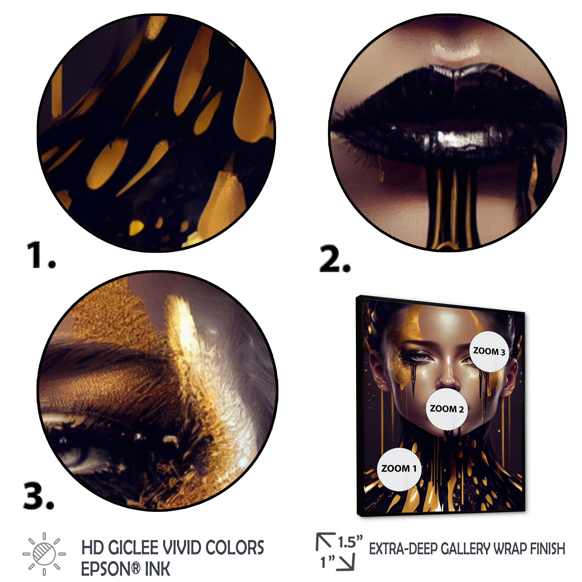 Designart Sensual Liquid Gold Woman VI Floating Frame Wall Art