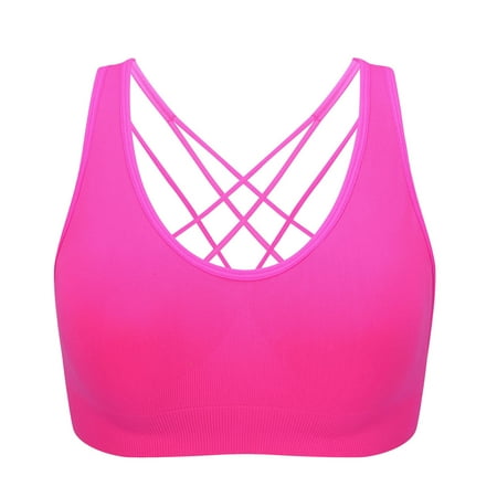 

DTBPRQ Cross Back Sport Bras Padded Strappy Criss Cross Cropped Bras for Yoga Workout Fitness Low Impact