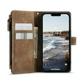 thumbnail image 4 of Zipper Wallet Case for iPhone 14 Plus, Premium PU Leather Wrist Hand Strap Card Slots Holder Flip Folio Cover with Magnetic Suction Kickstand Large Capacity Shockproof Case,Brown, 4 of 12