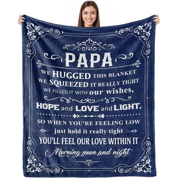 Gifts for Papa from Grandchildren Happy Birthday Gift for Dad From Daughter Son Unique Christmas Fathers Day Thanksgiving for Men I Love You Papa Gifts to My Papa Decorations Throw Blanket 50”×60”