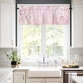 thumbnail image 3 of 3 Pieces Kitchen Curtains & Valances Set, Spring Cherry Blossoms, Short Curtain Rod Pocket Window Curtain, Pink, Window Treatment Tiers Valances (Single Panel 54"x18",2 Tiers 27.5"x24"), 3 of 5