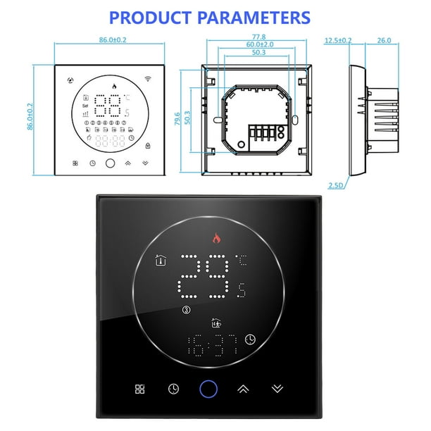 Termostato Programable Inteligente Para El Cuadrado AC95-240V Inicio