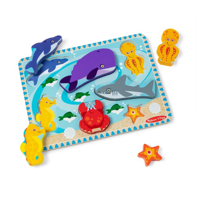 Puzle grueso de madera Melissa & Doug Sea Creatures, 7 piezas