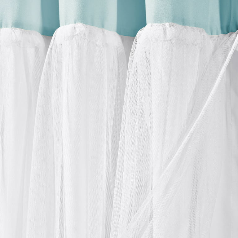 Lush Decor Tulle Skirt Colorblock Shower Curtain Spa Blue White 72x72 Com