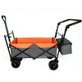 thumbnail image 3 of Olurrisa Heavy-Duty Collapsible Wagon with Canopy, 480lbs Capacity Foldable Cart with 7" All-Terrain Wheels & Drink Holders, Purple for Camping Shopping, 3 of 8