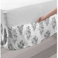 thumbnail image 2 of Floral Bed Skirt, Vintage Monochrome Design Outline Graphic of Wild Plants with Flowers, Elastic Bedskirt Dust Ruffle Wrap Around for Bedding Decor, 4 Sizes, Charcoal Grey and White, by Ambesonne, 2 of 2