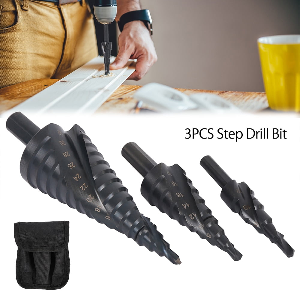 3X HSS Spiral Grooved Step Cone Drill Drills Bit 4-12 4-20 4-32mm Hole Cut Steel 
