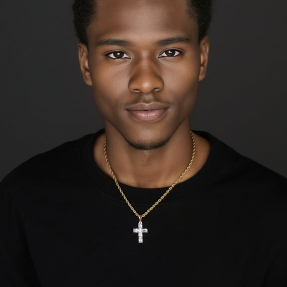 Men Women HipHop Baguette Stone 14K Yellow Gold Cross Pendant Necklace With Rope Chain Iced Out Bling Necklaces Charm Jewelry Fashion EA279