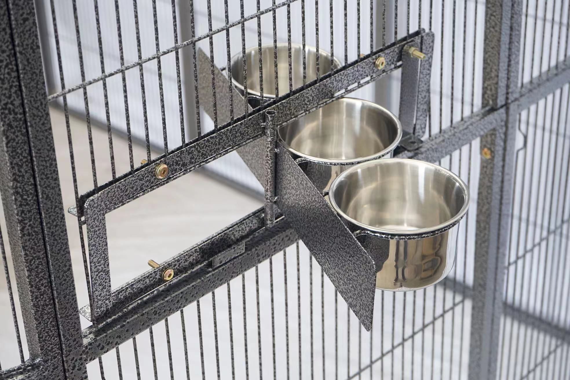 Seny Stainless Steel 3-Cup Bird Feeder with Swivel Gate, Multi-Bird Capacity