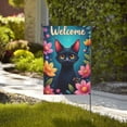 thumbnail image 4 of Welcome Black Cat Garden Flag 12x18 Inch Double Sided Floral Cat Yard Flag Spring Summer Outdoor House Flag Decoration Cute Kitty Garden Decor, 4 of 8