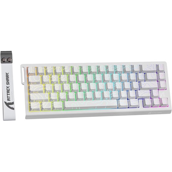 ERDS-ATTACK SHARK X68 HE 8000Hz Rapid Trigger Keyboard, 0.01mm RT Accuracy Wired Gaming Keyboard with Magnetic Switch, Adjustable Actuation, Rapid Trigger, Snap Tap, RGB Lighting for PC/Mac, White Co