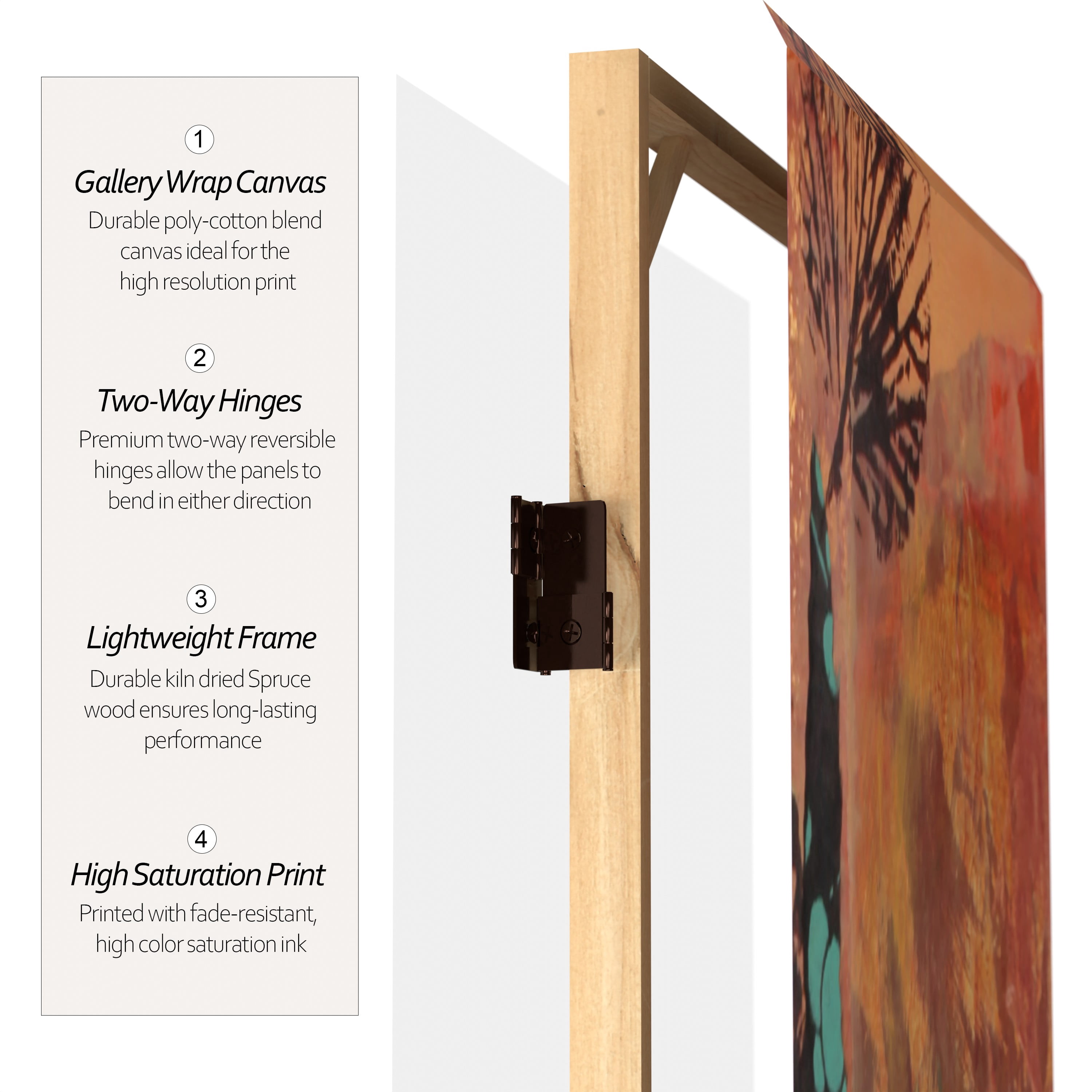 Oriental Furniture 5 ft. Tall Rich Autumn Canvas Room Divider - 3 Panel
