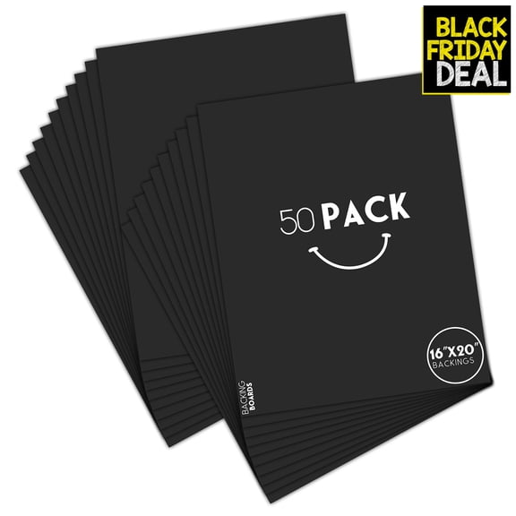 Pack of 50 16x20 Uncut Matboard 4 Ply Acid Free for Matting Photos Art, Black