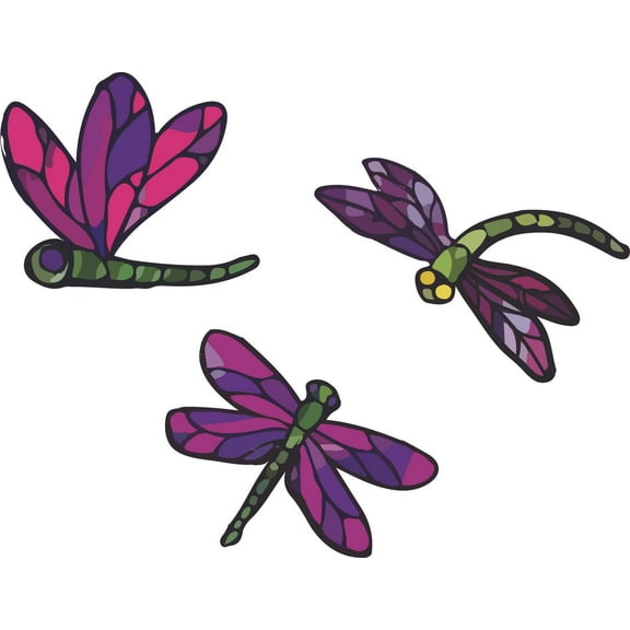 Dragonfly Dragonflies Animal Vinyl Stained Glass Film Static Cling Window Waterproof Decal for Girls Boys Kids Room Bedroom Nursery House Fun Home Decor Stickers Wall Art Vinyl Decoration (35x40 inch)