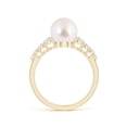thumbnail image 2 of ANGARA Japanese Akoya Cultured Pearl Ring with Graduated Diamonds in 14K Yellow Gold for Women | June Birthstone, Birthday, Anniversary, Jewelry Gift for Women | Pearl Ring, 2 of 12