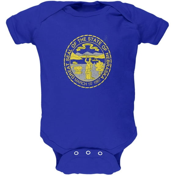 Born and Raised Nebraska State Flag Soft Baby One Piece Royal 3-6 M
