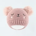 thumbnail image 2 of snilers Baby Beanie Cute Bear Pompom Winter Hat Soft Comfortable Lightweight Cap Fashion Solid Warm Knitted Beanies Hats for Girls 0-3 Years Free Size, 2 of 3