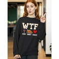 thumbnail image 2 of Wine Turkey Family Thanksgiving Dinner Funny Crewneck Sweatshirt, XL, Black, 2 of 6
