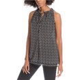 thumbnail image 1 of Max Studio London Blusa de punto con cuello anudado para mujer, negro, XS, 1 of 1
