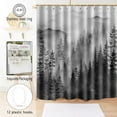 thumbnail image 3 of Foggy Mountain Shower Curtain Sets ature Woodland Forest Shower Curtains with 12 Hooks (Forest, 72" x 72"), 3 of 6
