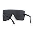 thumbnail image 4 of Upside Down Half Rim XL Shield Curved Warp Retro Sunglasses All Black, 4 of 4