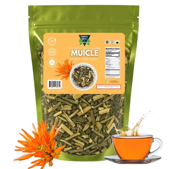 Green Royalty Muicle (Mexican Honeysuckle) Herbal Tea 4oz – Natural Infusion Dried Loose Leaves, Non-GMO, Caffeine-Free