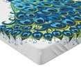 thumbnail image 2 of Ambesonne Peacock Fitted Sheet, Floral Feathery Bird Motif, Twin Size, Blue Yellow, 2 of 3