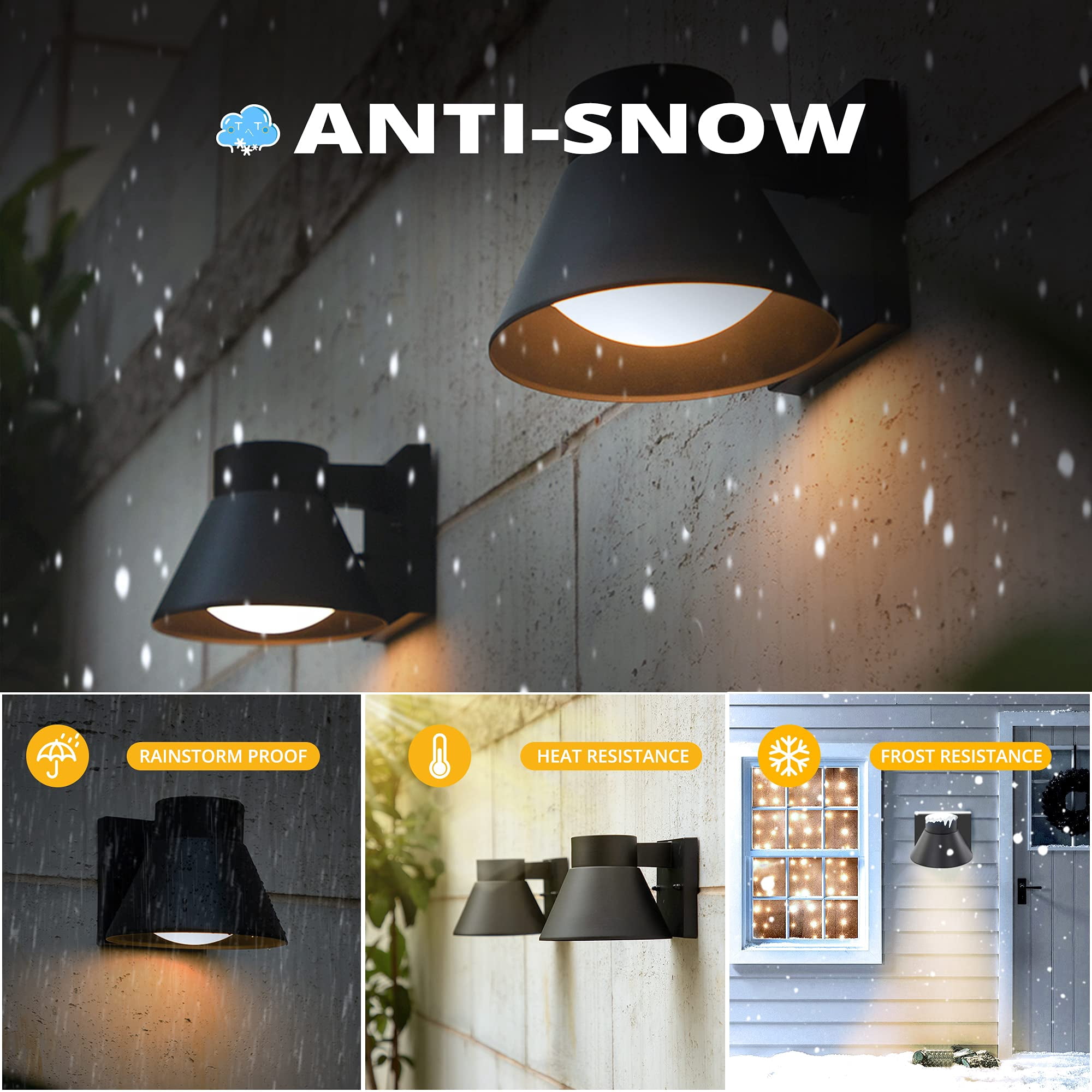 2 Pack Led Outdoor Wall Light Fixtures  Black Front Porch Lights Mount Lighting Exterior Waterproof Lantern Fixture Anti-rust Farmhouse Sconce For Patio Doorway Garage
