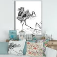 thumbnail image 2 of Monochrome Japanese Oriental Crane Bird 16 in x 32 in Framed Painting Canvas Art Print, by Designart, 2 of 5