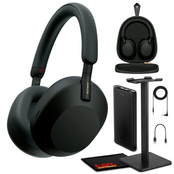 Sony WH-1000XM5 Best Auto Noise Canceling Wireless Over-Ear Headphones, 30hr Battery Life - Optimizer for Alexa and Google Assistant, Crystal Clear Hands-free Calling and Built-in mic Bundle (Black)