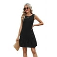 thumbnail image 2 of Summer Sleeveless Mini Dresses for Women Crewneck Tiered Ruffle Dress Tie Backless Short Dress Flowy A Line Dress black XL, 2 of 9