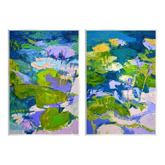 Stupell Industries Floating Lotus Blossom Pond Painting Unframed Art Print Wall Art, Set of 2, Design by Dorothy Fagan