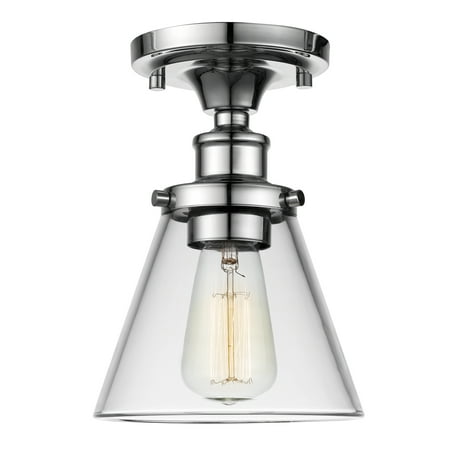 Globe Electric Mercer 1-Light Chrome Flush Mount Ceiling Light, 65726