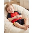 thumbnail image 3 of RUINIXCW Toddler Baby Boy Football Soccer Jersey Outfit Infant Baby Boys Fall Summer Clothes Crew Neck Short Sleeve Shirt and Shorts 2 Pcs Set, 3 of 9